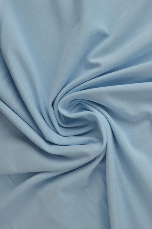 BABYBLÅ BOMULLSJERSEYSTOFF – NATURLIG, PUSTENDE & ELASTISK