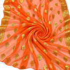 ORANGE LUREX CHIFFONSILK MED GYLLENE MOTIVER OG GULDBORTER