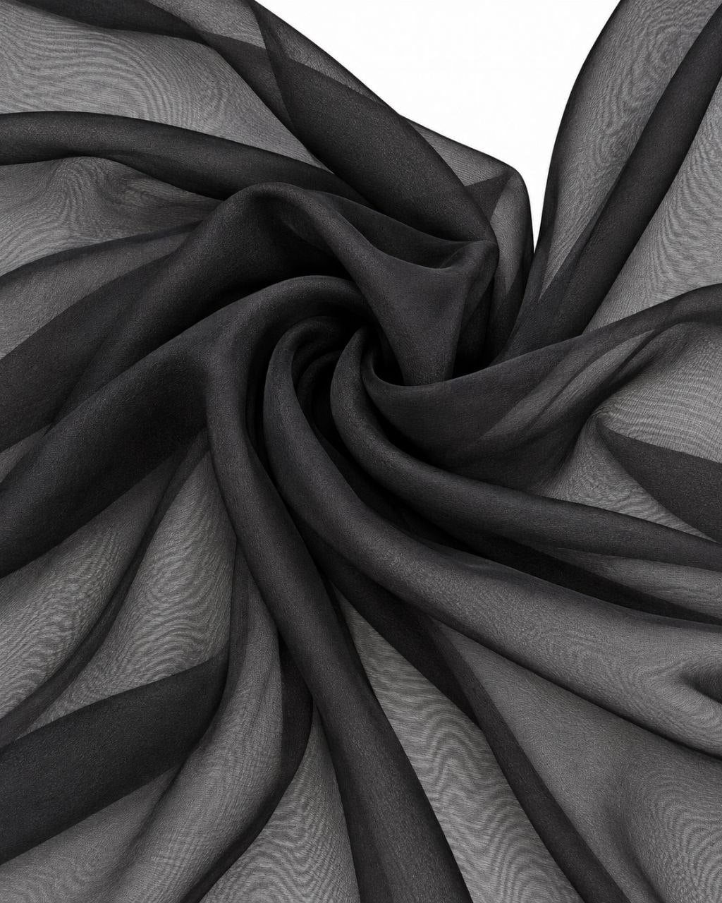 SORT SILKE CHIFFON STOFF – 140 CM BREDT