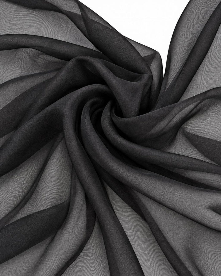 SORT SILKE CHIFFON STOFF – 140 CM BREDT