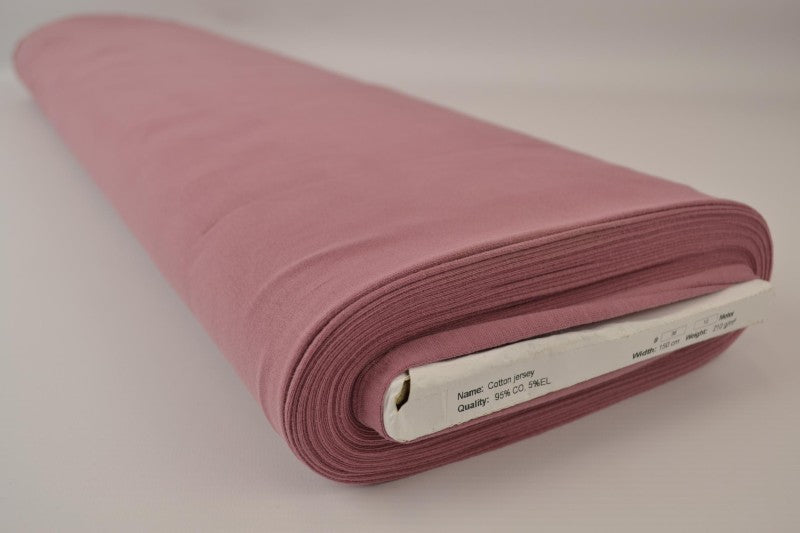 Mørkvintagerosa bomullsjerseystoff – naturlig, pustende & elastisk (bilde 2 av 7)