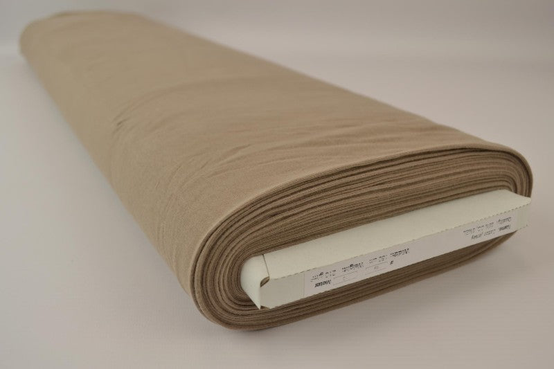 TAUPE BOMULLSJERSEYSTOFF – NATURLIG, PUSTENDE & ELASTISK