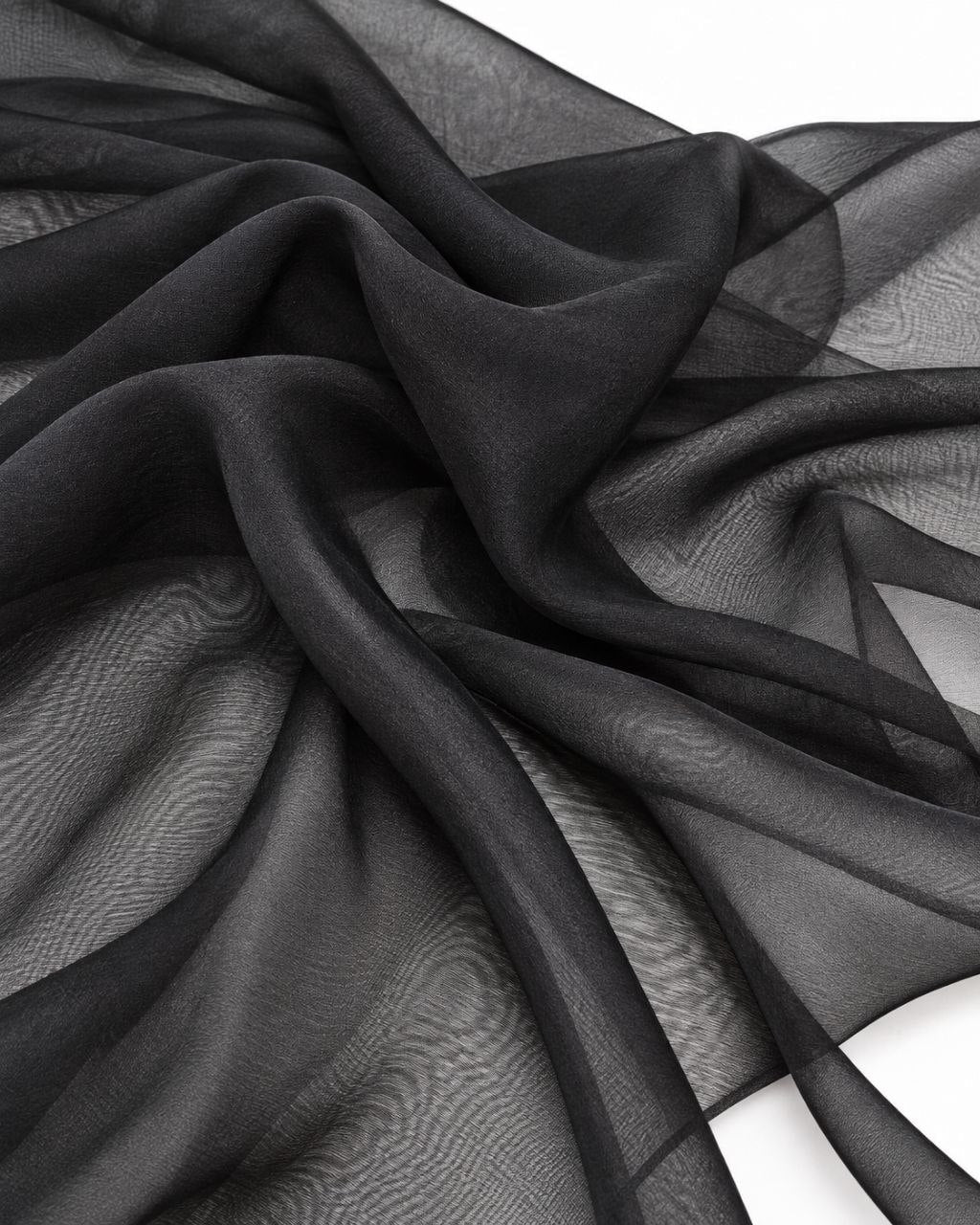 SORT SILKE CHIFFON STOFF – 140 CM BREDT