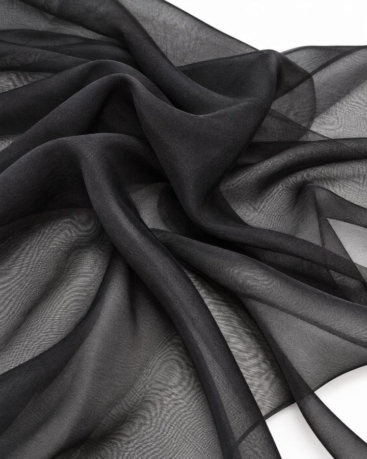 SORT SILKE CHIFFON STOFF – 140 CM BREDT