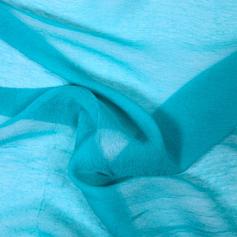 HAVBLÅTT SILKE CHIFFON STOFF