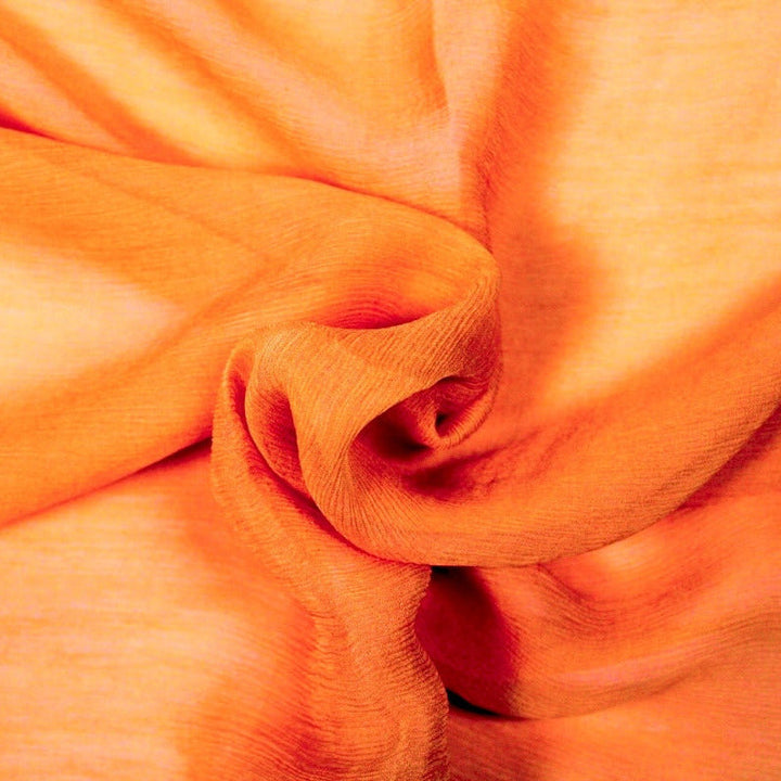 LYS ORANGE SILKE CHIFFON STOFF
