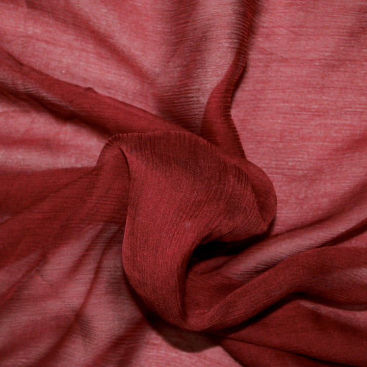 VINRØDT SILKE CHIFFON STOFF