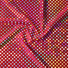 RØDT VELUR STOFF MED STREKK OG HOLOGRAFISKE FOLIEFIRKANTER