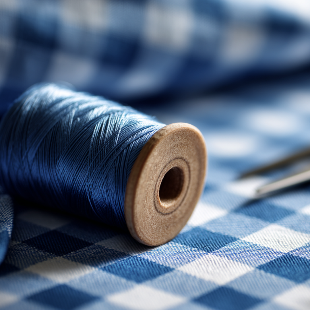 NAVY 6,5 MM GINGHAM RUTER – OEKO-TEX-SERTIFISERT BOMULL, LETT OG PUSTENDE