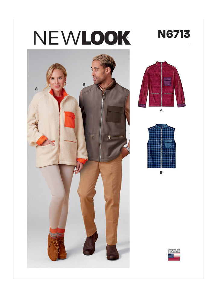 New look symønster til unisex glidelåsgenser eller vest (bilde 1 av 3)