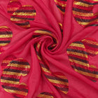 FUCHSIA LUREX CHIFFONSILK MED FLERFARGEDE STRIPEDE PAISLEYMOTIVER