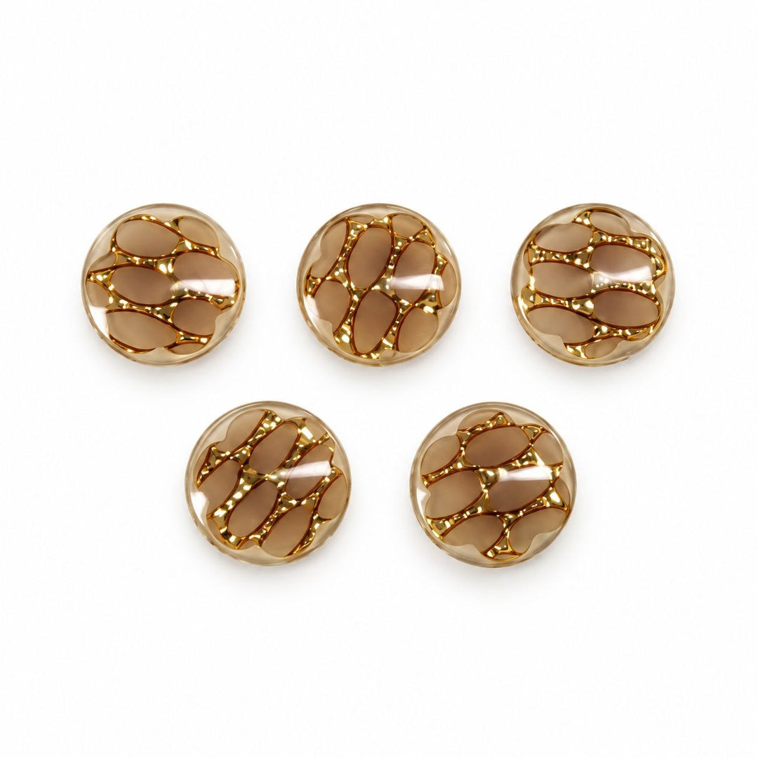 BEIGE/CAMEL KNAPPER MED GULDDETALJER 5 STK.