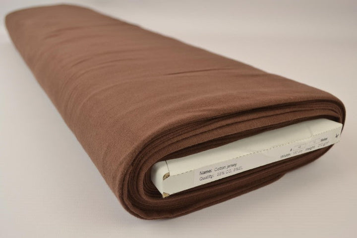 BRUN BOMULLSJERSEYSTOFF – NATURLIG, PUSTENDE & ELASTISK
