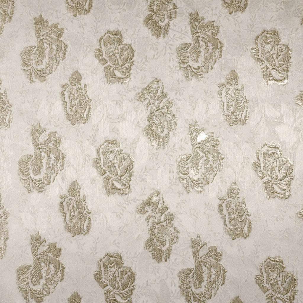 CHAMPAGNEFARGET SATENG JACQUARD STOFF MED BLOMSTER (bilde 1 av 3)
