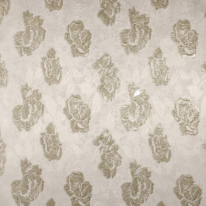 CHAMPAGNEFARGET SATENG JACQUARD STOFF MED BLOMSTER (bilde 1 av 3)