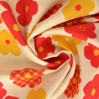 HVIT BOMULLSPOPLIN MED RETRO BLOMSTERTRYKK