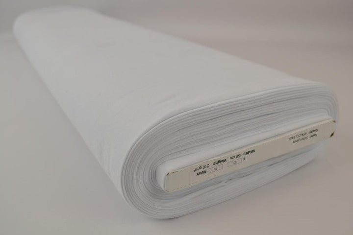 HVIT BOMULLSJERSEYSTOFF – NATURLIG, PUSTENDE & ELASTISK