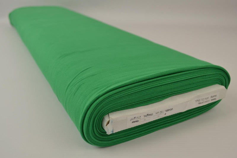 GRØNN BOMULLSJERSEYSTOFF – NATURLIG, PUSTENDE & ELASTISK