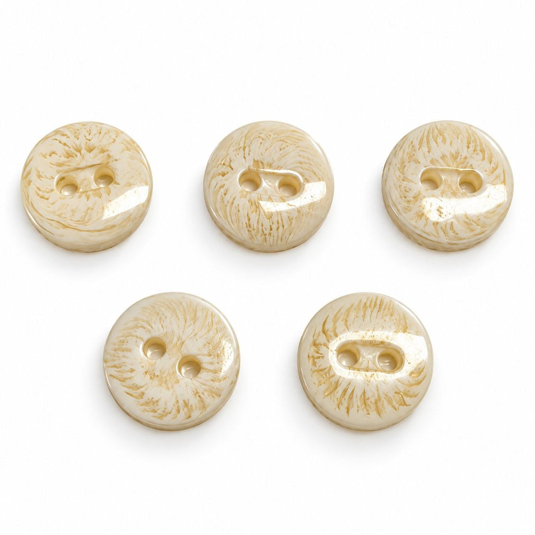 CREME/BEIGE KNAPPER MED GYLDEN MARMOREFFEKT 5 STK.