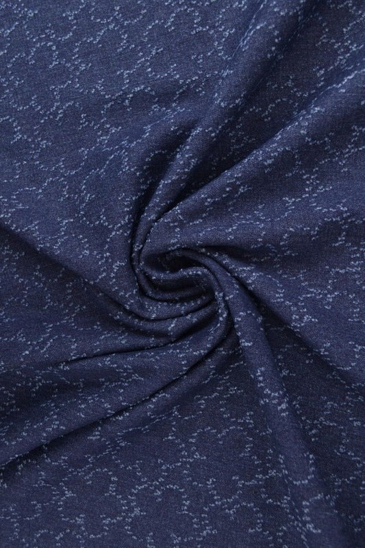 Mørkeblå denimstoff med skymønster – metervare til bukser & jakker (bilde 1 av 8)