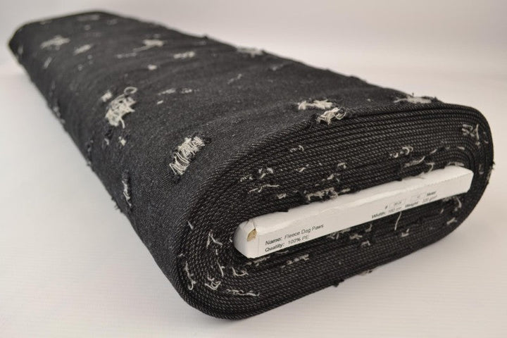 SORT DENIMSTOFF MED VASKET SLITT OVERFLATE – METERVARE TIL BUKSER & JAKKER