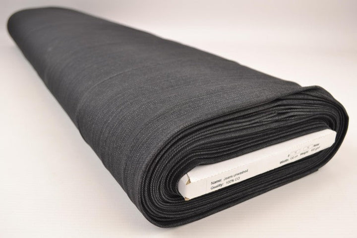 MØRKEGRÅ UVASKET DENIM MED STREKK – 370 G/M²