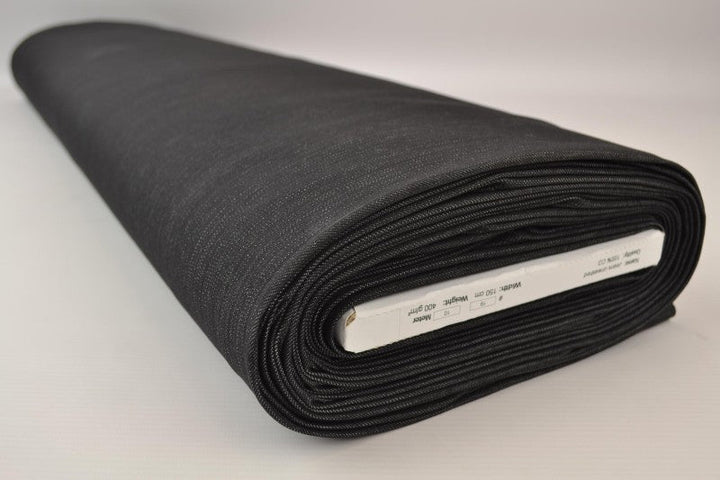 MØRK ANTRASITT UVASKET DENIM MED STREKK – 370 G/M²
