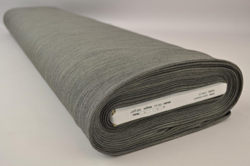 LYSEGRÅ UVASKET DENIM MED STREKK – 370 G/M²