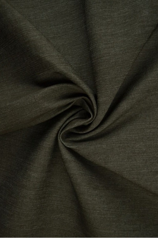 MØRK OLIVEN UVASKET DENIM MED STREKK – 370 G/M²