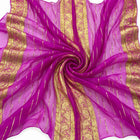 PINK LUREX CHIFFONSILK MED GYLDNE STRIPER OG GULDBORTER
