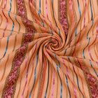 FERSKENORANSJE LUREX CHIFFONSILK MED FLERFARGEDE GLITRENDE STRIPER