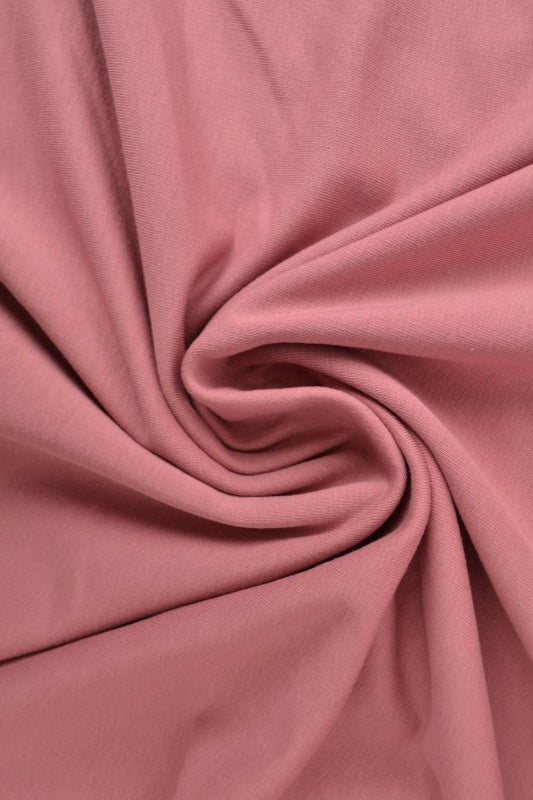MØRK VINTAGE ROSA FRENCH TERRY – MYK BOMULLSSTRIKK MED STREKK