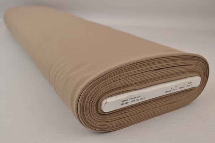 TAUPE FRENCH TERRY – MYK BOMULLSSTRIKK MED STREKK
