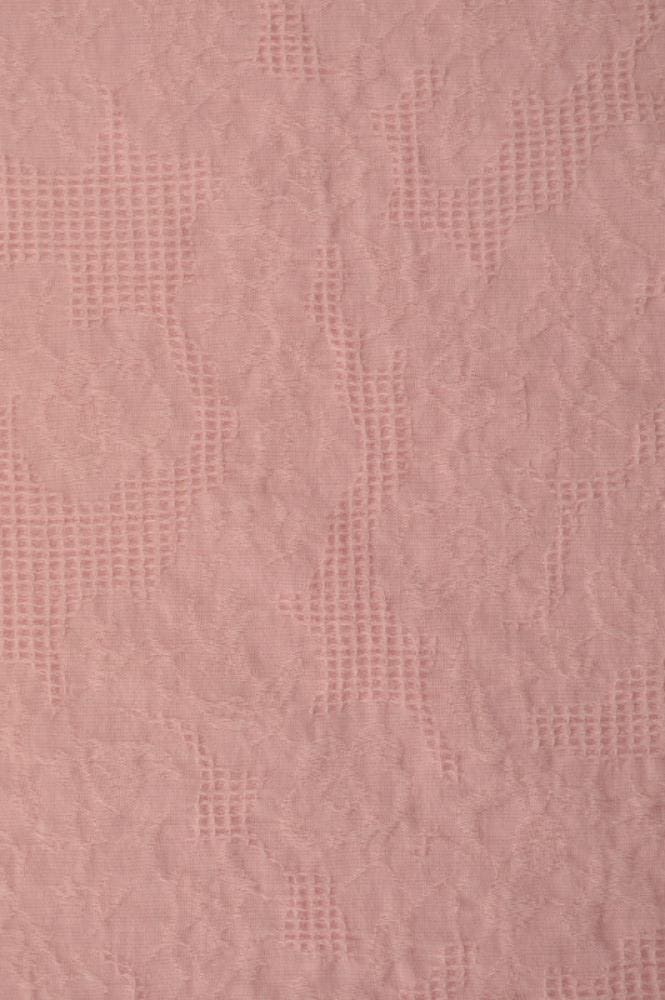 Lyserosa bomulls jacquardstoff – vaffelstruktur med blomster (bilde 3 av 5)