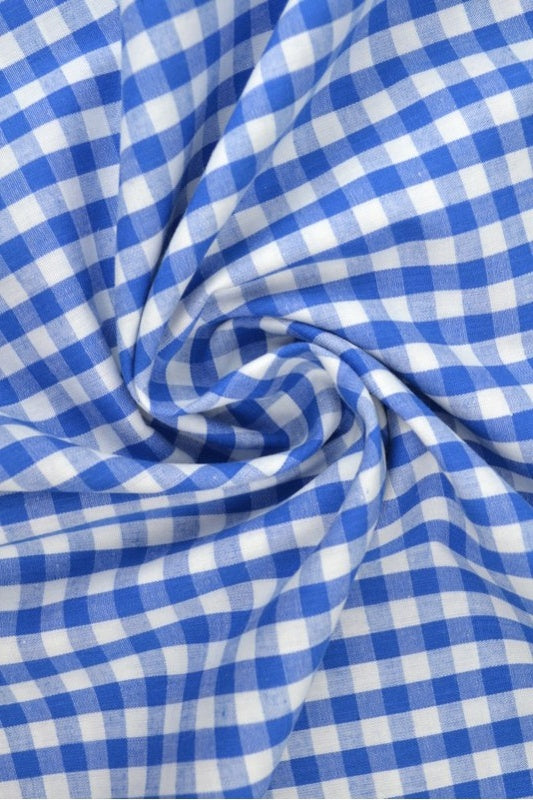 BLÅ 6,5 MM GINGHAM RUTER – OEKO-TEX-SERTIFISERT BOMULL, LETT OG PUSTENDE