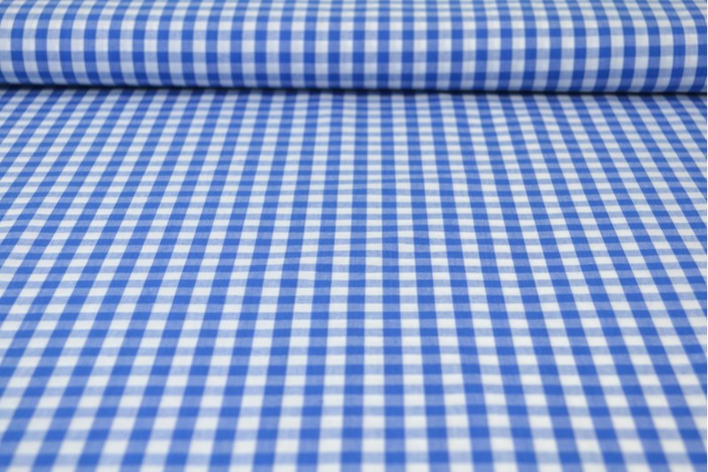 BLÅ 6,5 MM GINGHAM RUTER – OEKO-TEX-SERTIFISERT BOMULL, LETT OG PUSTENDE