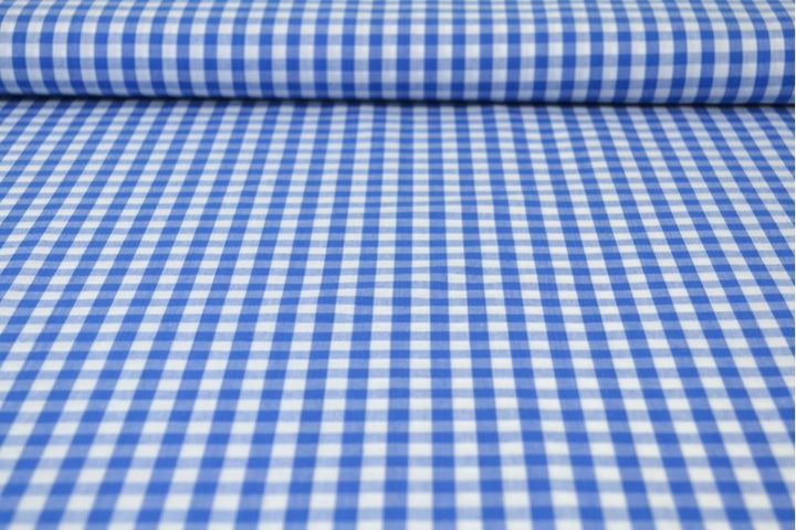 BLÅ 6,5 MM GINGHAM RUTER – OEKO-TEX-SERTIFISERT BOMULL, LETT OG PUSTENDE