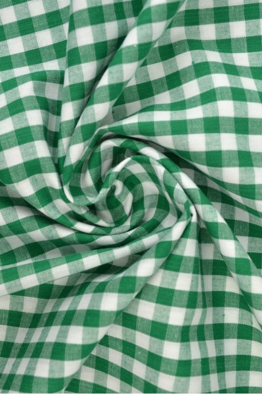 GRØNN 6,5 MM GINGHAM RUTER – OEKO-TEX-SERTIFISERT BOMULL, LETT OG PUSTENDE