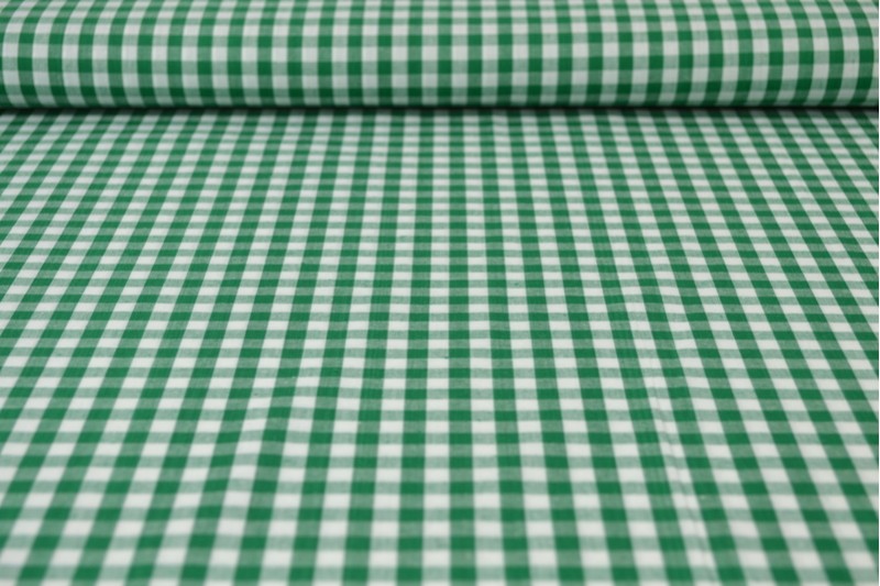 GRØNN 6,5 MM GINGHAM RUTER – OEKO-TEX-SERTIFISERT BOMULL, LETT OG PUSTENDE