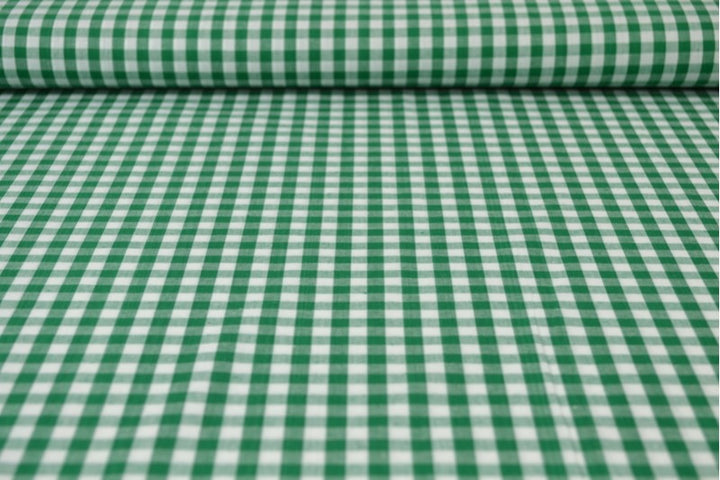 GRØNN 6,5 MM GINGHAM RUTER – OEKO-TEX-SERTIFISERT BOMULL, LETT OG PUSTENDE