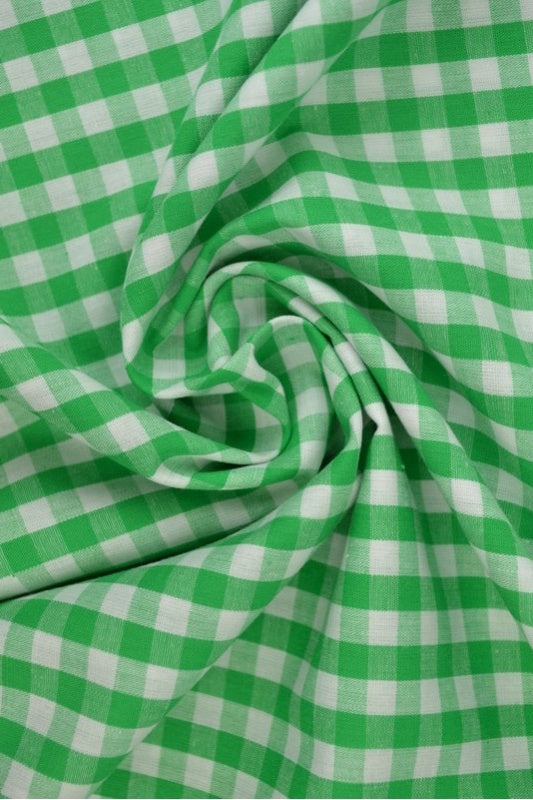 LYSEGRØNN 6,5 MM GINGHAM RUTER – OEKO-TEX-SERTIFISERT BOMULL, LETT OG PUSTENDE