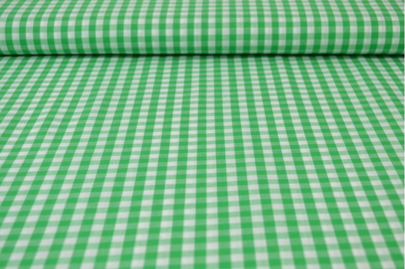 LYSEGRØNN 6,5 MM GINGHAM RUTER – OEKO-TEX-SERTIFISERT BOMULL, LETT OG PUSTENDE