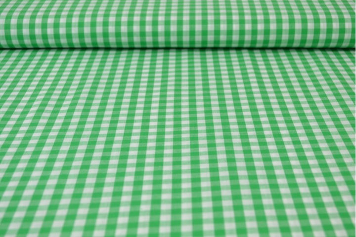 LYSEGRØNN 6,5 MM GINGHAM RUTER – OEKO-TEX-SERTIFISERT BOMULL, LETT OG PUSTENDE