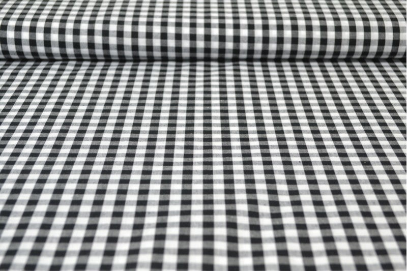 SVART 6,5 MM GINGHAM RUTER – OEKO-TEX-SERTIFISERT BOMULL, LETT OG PUSTENDE