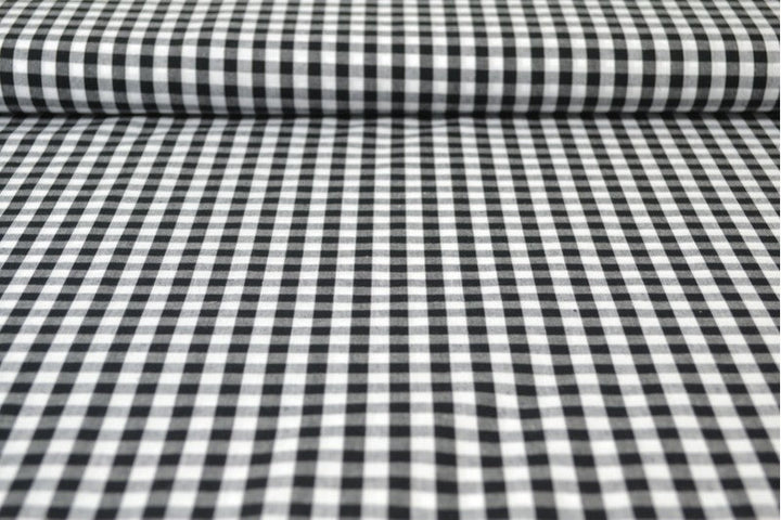 SVART 6,5 MM GINGHAM RUTER – OEKO-TEX-SERTIFISERT BOMULL, LETT OG PUSTENDE