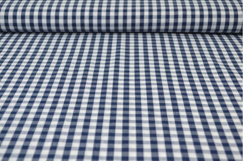 NAVY 6,5 MM GINGHAM RUTER – OEKO-TEX-SERTIFISERT BOMULL, LETT OG PUSTENDE