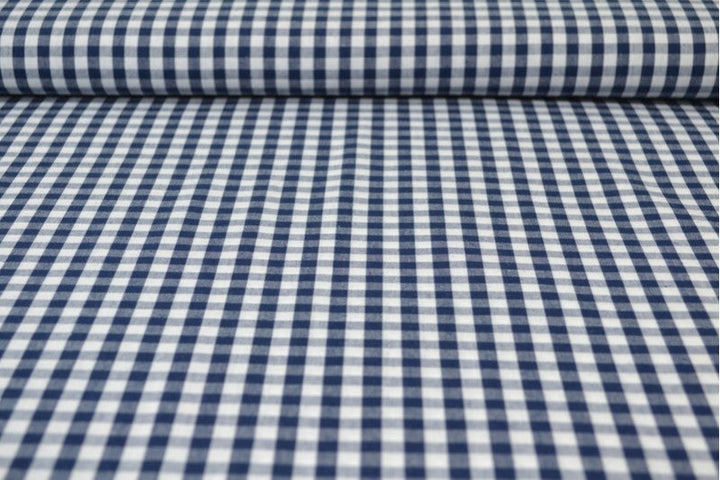 NAVY 6,5 MM GINGHAM RUTER – OEKO-TEX-SERTIFISERT BOMULL, LETT OG PUSTENDE