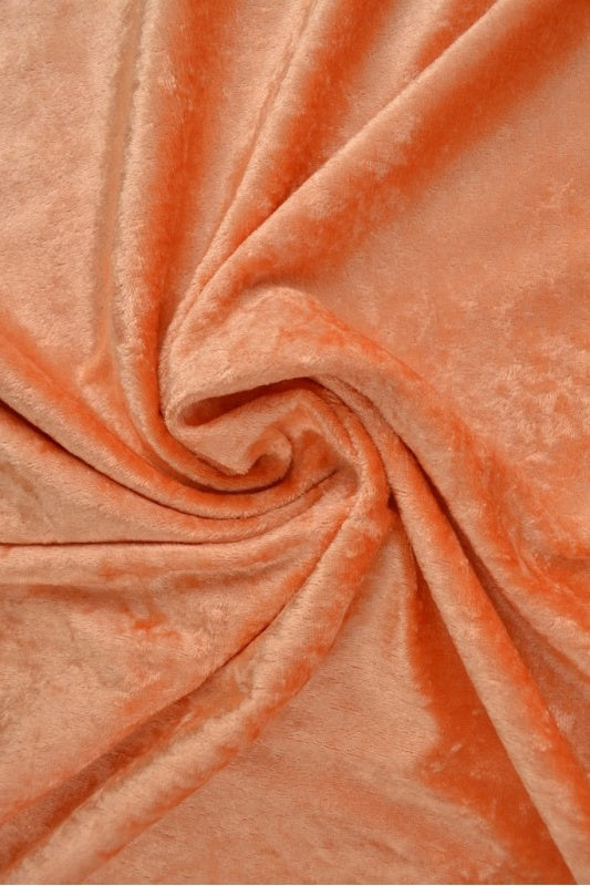 Oransje knust velour stoff – strikket, elastisk & glansfullt fall (bilde 1 av 7)