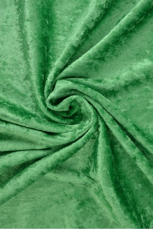 GRØNN KNUST VELOUR STOFF – STRIKKET, ELASTISK & GLANSFULLT FALL