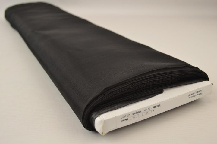 SVART ORGANZA STOFF – TRANSPARENT OG SKINNENDE